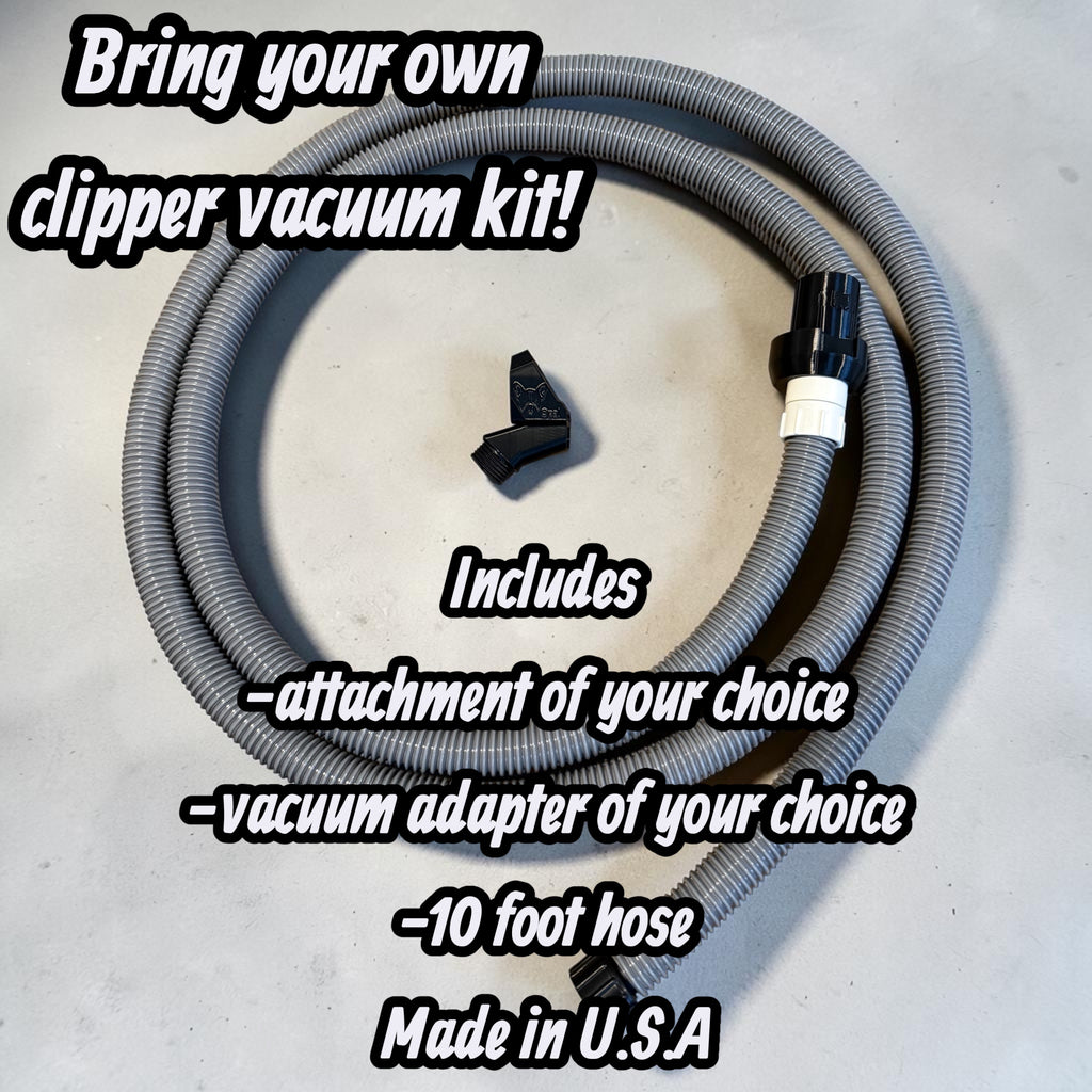 Pet grooming clipper vacuum adapter kit, bring your own vac!